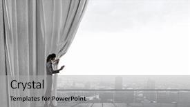  Presentation with behind curtain - Cool new theme with pulling curtain and cityscape behind backdrop and a  colored foreground