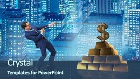  Presentation with gold - Amazing slide deck having pulling dollar and gold bullion backdrop and a ocean colored foreground