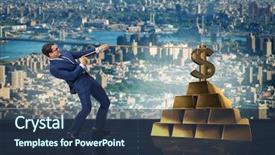  Presentation with gold dollar sign - PPT layouts with pulling dollar and gold bullion background and a  colored foreground