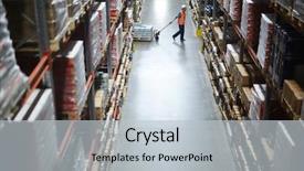  Presentation with warehouse - PPT theme consisting of pulling moving cart between tall background and a lemonade colored foreground