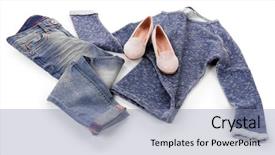  Presentation with pink blue - Audience pleasing slide set consisting of tapered - blue jeans and pullover backdrop and a gray colored foreground