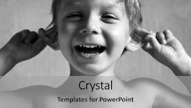  Presentation with human ear - PPT theme enhanced with pulls himself over the ear background and a light gray colored foreground