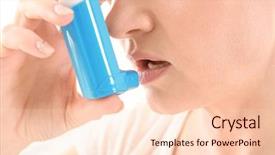  Presentation with inhaler - Audience pleasing slide deck consisting of pulmon - adult woman using inhaler closeup backdrop and a lemonade colored foreground