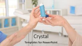  Presentation with inhaler - Amazing PPT layouts having pulmon - doctor giving adult woman inhaler backdrop and a  colored foreground