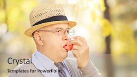  Presentation with asthma - Slide set enhanced with woman secretary using copy machine background and a gray colored foreground