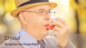  Presentation with asthma - Beautiful slide deck featuring pulmon - portrait of senior man taking backdrop and a  colored foreground