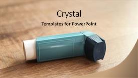  Presentation with pulmonary - Beautiful theme featuring pulmonary - asthma inhaler on wooden table backdrop and a lemonade colored foreground