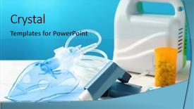  Presentation with pulmonary - PPT theme having pulmonary - asthma inhalers nebuliser and pills background and a cyan colored foreground