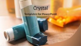  Presentation with pulmonary - Colorful PPT theme enhanced with pulmonary - asthma inhalers with medicines backdrop and a yellow colored foreground