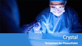  Presentation with surgery robotics - Cool new slide set with pulmonary - cropped picture of scalpel taken backdrop and a teal colored foreground