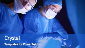  Presentation with doctor stetoscope and dark - Presentation design featuring pulmonary - doctors team in surgery background and a cobalt blue colored foreground