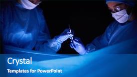  Presentation with doctor stetoscope and dark - PPT theme with pulmonary - doctors team in surgery background and a teal colored foreground