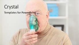  Presentation with pulmonary - Beautiful PPT theme featuring pulmonary - senior man using asthma machine backdrop and a white colored foreground