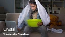  Presentation with pulmonary - Theme featuring pulmonary - sick man doing inhalation background and a dark gray colored foreground