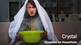  Presentation with pulmonary - Colorful PPT theme enhanced with pulmonary - sick man doing inhalation backdrop and a tawny brown colored foreground