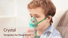  Presentation with nebulizer - Beautiful presentation theme featuring pulmonary - young boy using nebulizer backdrop and a lemonade colored foreground