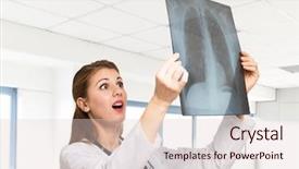  Presentation with doctor in hospital health insurance related icons healthcare person saving medical - PPT layouts with pulmonary cancer - surprised doctor looking background and a lemonade colored foreground