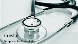  Presentation with medical desk - Theme featuring pulmonary heart - closeup of a medical stethoscope background and a light gray colored foreground