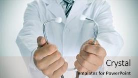  Presentation with pulmonary - Slide set with pulmonary heart - closeup of a young doctor background and a coral colored foreground