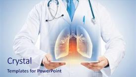  Presentation with body - Presentation with pulmones - close-up of doctor's body background and a sky blue colored foreground