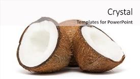 Presentation with coconut - Slide deck with pulp - coconut cut in half background and a white colored foreground