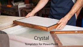  Presentation with pulp paper industry - Slide set consisting of pulp and water at paper background and a coral colored foreground