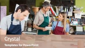  Presentation with paper making - Slide deck enhanced with pulp paper industry - happy male and female workers background and a coral colored foreground