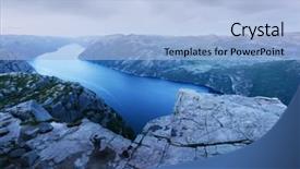  Presentation with sunrise - Colorful PPT theme enhanced with colourful sunrise on preikestolen pulpit backdrop and a light blue colored foreground