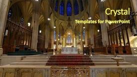  Presentation with roman catholic - Beautiful PPT layouts featuring christian pulpit - interior of saint patrick's cathedral backdrop and a tawny brown colored foreground