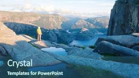  Presentation with misty - Colorful PPT layouts enhanced with misty morning on preikestolen pulpit backdrop and a ocean colored foreground
