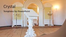 Presentation with church pulpit - Beautiful presentation theme featuring christian pulpit - religion and christianity concept backdrop and a coral colored foreground