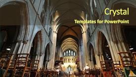  Presentation with dublin - PPT theme having christian pulpit - st patrick's cathedral interior sanctuary background and a tawny brown colored foreground