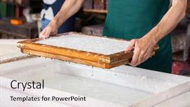  Presentation with water production - Audience pleasing presentation design consisting of pulpy water at paper backdrop and a soft green colored foreground