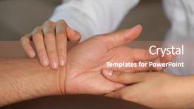  Presentation with pulse - Slide deck with patients arm - checking pulse close up background and a coral colored foreground