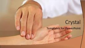  Presentation with pulse - Audience pleasing theme consisting of checking pulse close up backdrop and a coral colored foreground