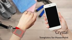  Presentation with heart rate monitor - Presentation having pulse lazer - female hands with heart rate background and a coral colored foreground