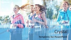  Presentation with heart rate monitor - PPT theme with pulse lazer - heart rate monitor concept young background and a light blue colored foreground