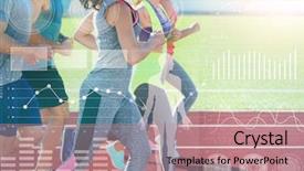  Presentation with heart rate monitor - Presentation theme having pulse lazer - heart rate monitor concept young background and a coral colored foreground