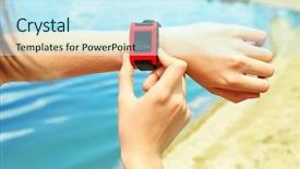  Presentation with pulse - Slide set consisting of pulse lazer - runner looking at sports smart background and a cool aqua colored foreground