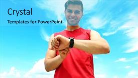  Presentation with runner - Slide set consisting of pulse lazer - runner looking at sports smart background and a  colored foreground