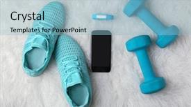  Presentation with fitness - Slides with pulse lazer - sport stuff with fitness tracker background and a light blue colored foreground
