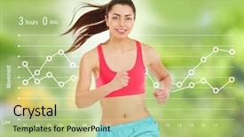  Presentation with pulse - Cool new presentation design with pulse lazer - young woman jogging on blurred backdrop and a  colored foreground