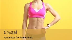  Presentation with pulse - Presentation theme with pulse lazer - young woman with fitness tracker background and a  colored foreground
