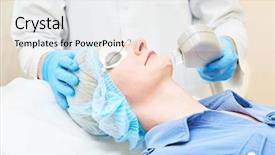  Presentation with skin doctor - Colorful slide deck enhanced with pulse light - beauty procedure doctor making facial backdrop and a white colored foreground