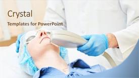  Presentation with skin doctor - Slides with pulse light - beauty procedure doctor making facial background and a cream colored foreground