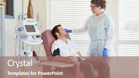  Presentation with male nurse - Presentation with pulse oxemeter - female nurse looking at male background and a  colored foreground