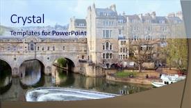  Presentation with cable stayed bridge over river - Colorful presentation theme enhanced with pulteney bridge river avon bath backdrop and a sky blue colored foreground