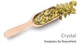 Presentation with seeds - Audience pleasing presentation consisting of pumkin-seeds-on-white-background backdrop and a white colored foreground
