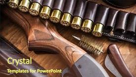  Presentation with pump - Audience pleasing PPT theme consisting of pump action shotgun 12 gauge backdrop and a  colored foreground