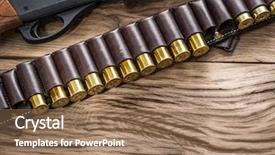  Presentation with pump - Colorful PPT layouts enhanced with pump action shotgun 12 guage backdrop and a coral colored foreground